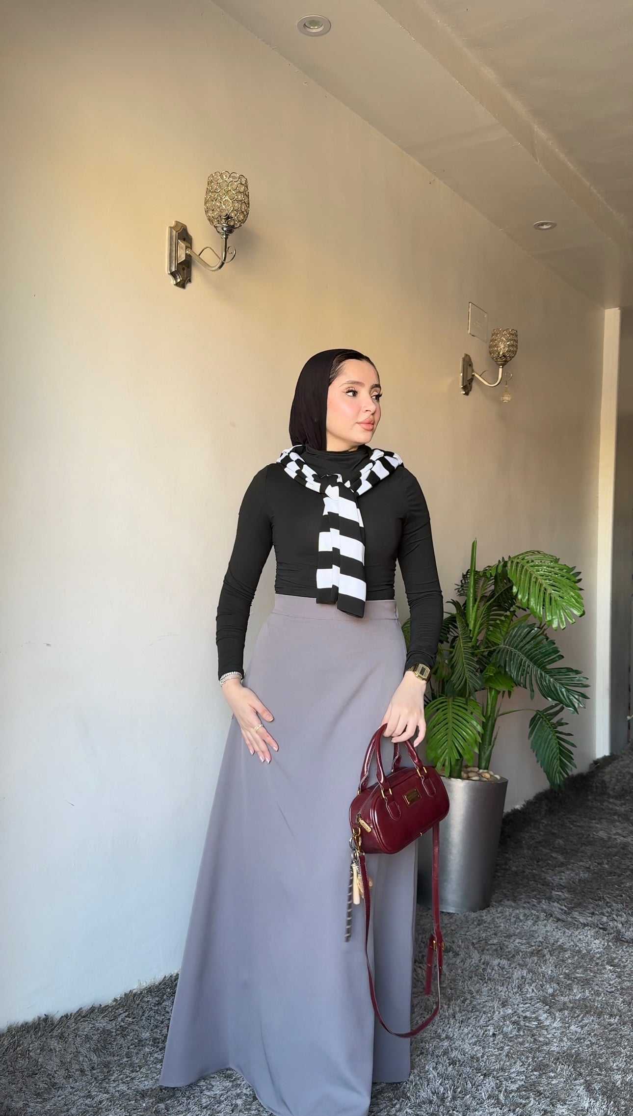 A line gray Skirt