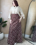 A line Brown Floral Skirt