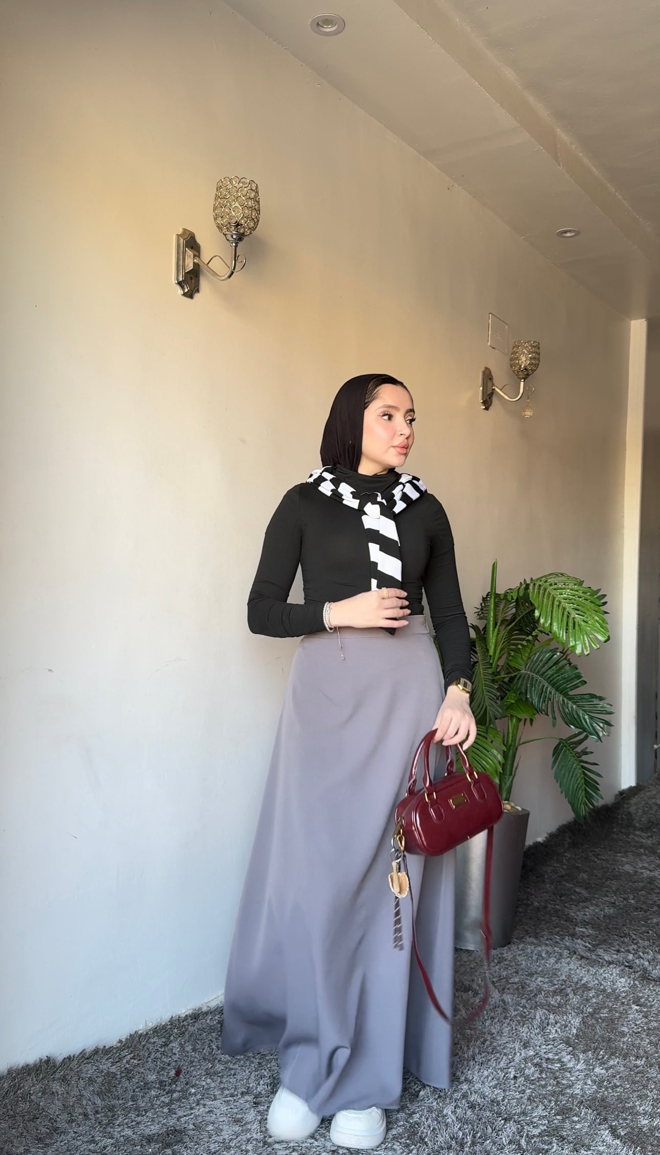 A line gray Skirt