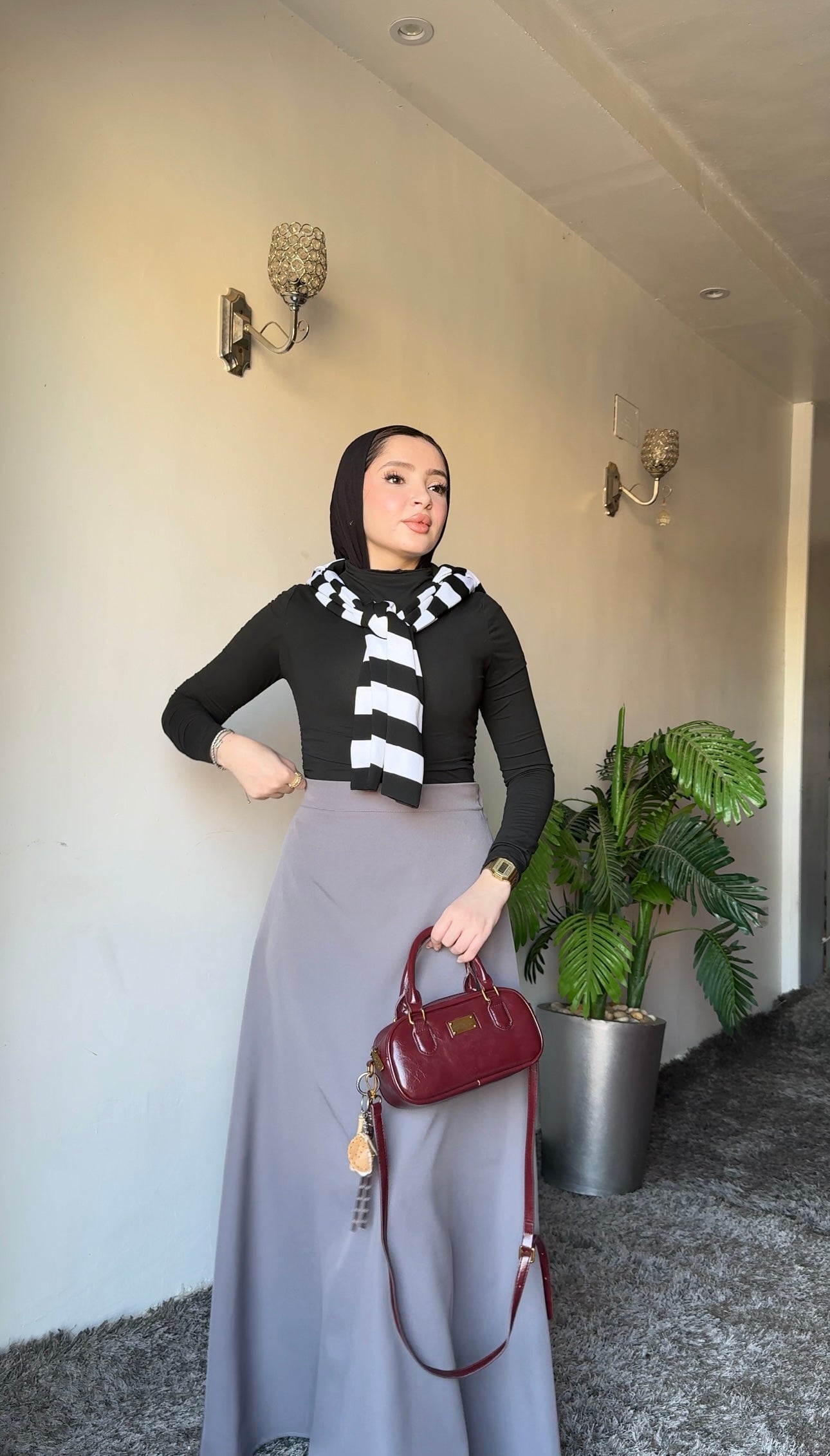 A line gray Skirt
