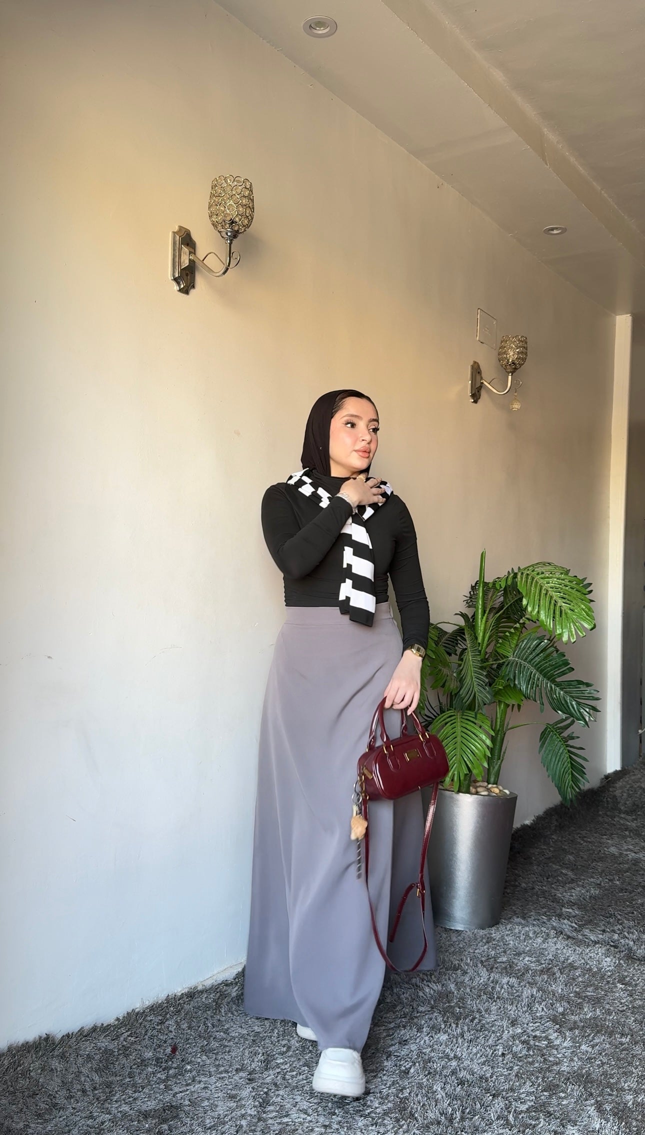 A line gray Skirt
